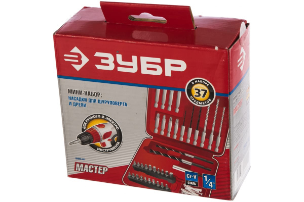 Набор насадок «МАСТЕР» для шуруповертов 37 предметов ЗУБР 25425-H37