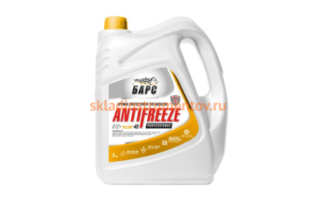 Антифриз БАРС PROFESSIONAL желтый, G12+, 5 кг TNNBARS00035