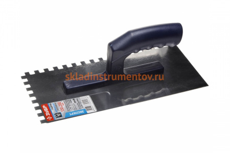 Штукатурная зубчатая гладилка Зубр Профи 130x280 мм, 10x10 мм, нержавеющая с пластиковой ручкой 0804-10