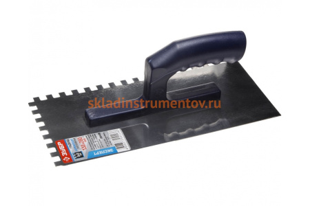 Штукатурная зубчатая гладилка Зубр Профи 130x280 мм, 10x10 мм, нержавеющая с пластиковой ручкой 0804-10