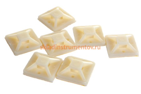 Самоклеющаяся площадка под хомут-стяжку Зубр ПХС белая, 25 x 25 мм, 100 шт, нейлоновая, 30915-25