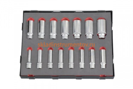Набор 6-гранных головок 1/2", L=77 мм, 10-30 мм, 15 шт. FORCE K41513