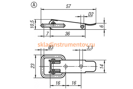 Накидная защелка со скобой KIPP K0044.1330572.9136282