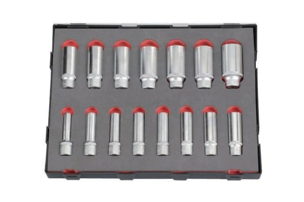 Набор 6-гранных головок 1/2", L=77 мм, 10-30 мм, 15 шт. FORCE K41513