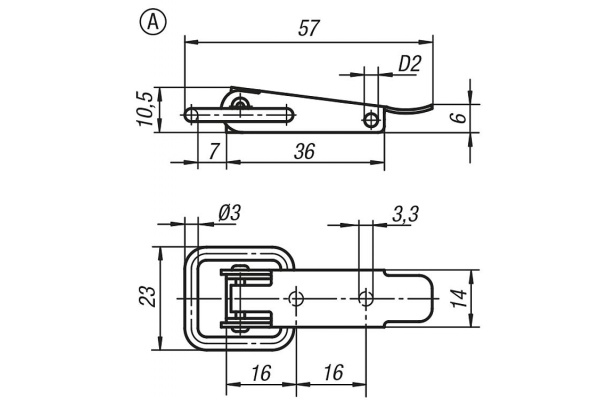 Накидная защелка со скобой KIPP K0044.1330571.9136281