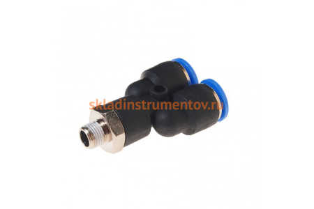 Фитинг Y-образный с наружной резьбой (10 мм; 1/8") для пластиковых трубок ROCKFORCE RF-SPX10-01