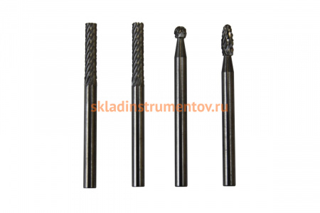 Набор из 4 твердосплавных борфрез с хвостовиком 3 мм Euroboor RBS.104