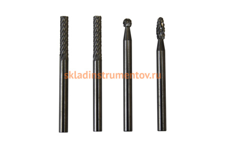 Набор из 4 твердосплавных борфрез с хвостовиком 3 мм Euroboor RBS.104