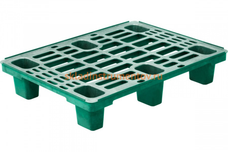 Перфорированный паллет на 6 ножках, зеленый, 800х600х155 мм Тара.ру 15433