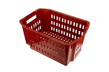 Перфорированный бордовый ящик для хранения и переноски продуктов Тара.ру п/э 535x367x252 23489