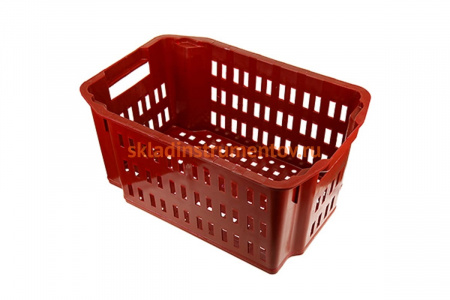 Перфорированный бордовый ящик для хранения и переноски продуктов Тара.ру п/э 535x367x252 23489