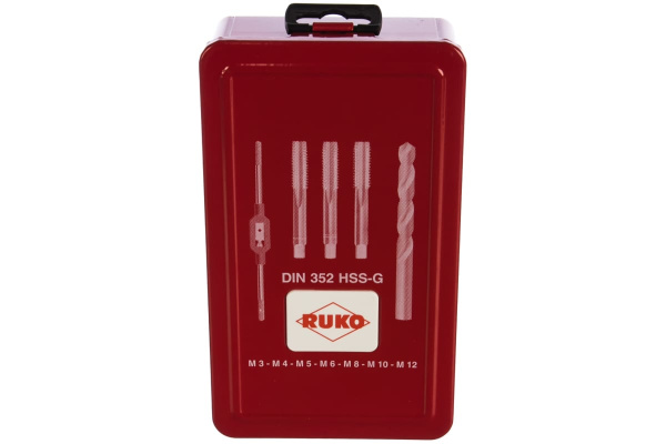 Набор ручных метчиков HSS M3-M12+вороток+сверла, 29шт RUKO 245003