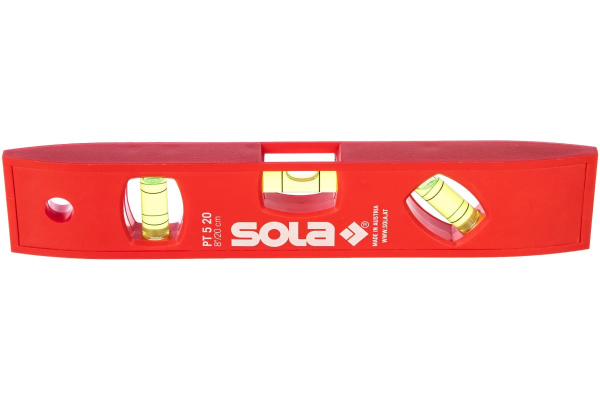 Пластиковый уровень, L=20 см, 3 глазка SOLA PT 5 01430201