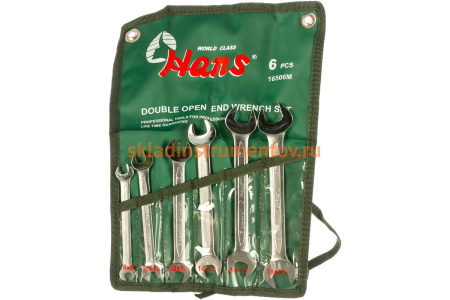 Комплект рожковых ключей 8-19мм, 6шт Hans 16506M