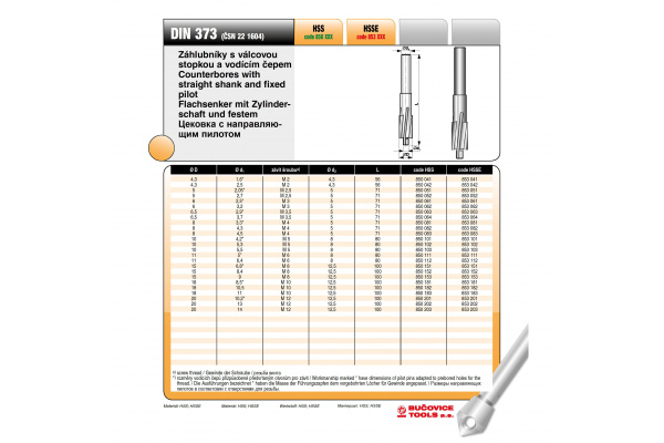 Цековка (4.3х56 мм; 180 гр.; M2; HSSE) Bucovice Tools 853042