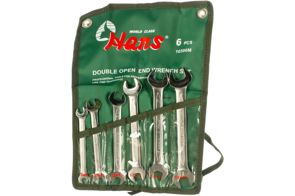 Комплект рожковых ключей 8-19мм, 6шт Hans 16506M