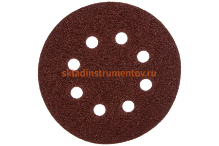 Круг шлифовальный СТАНДАРТ (5 шт; 125 мм; 8 отв; Р40) Зубр 35350-125-040