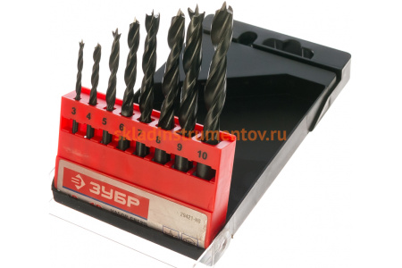 Набор спиральных сверл по дереву (8 шт.) "Корона" ЗУБР 29421-H8