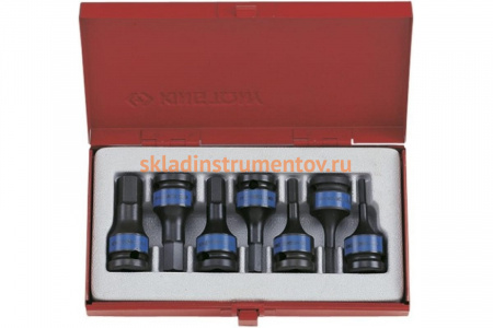 Набор ударных торцевых насадок 1/2", HEX 4-14 мм, 60мм, 7шт KING TONY 4407MP