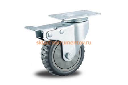 Колесо промышленное литое поворотное 125 мм с тормозом MFK-TORG 4003125-ЛИТ