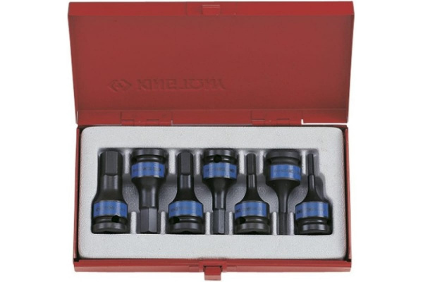 Набор ударных торцевых насадок 1/2", HEX 4-14 мм, 60мм, 7шт KING TONY 4407MP