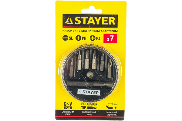 Набор бит "MASTER" с магнитным адаптером (7 предметов) Stayer 2607-H7_z01