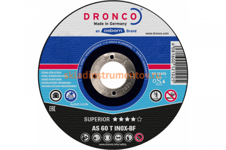 Диск отрезной по нержавейке Superior AS60T INOX (125x1x22.23 мм) DRONCO 1121240100