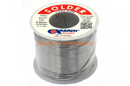 Припой (0.8 мм, 0.25 кг, Sn63/Pb37, FC5000 флюс RMA) ASAHI 00-00000067