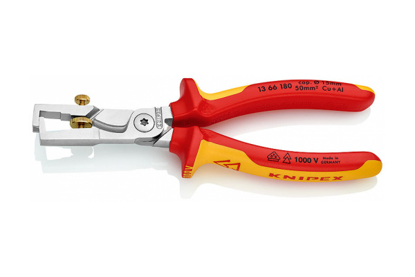 Стриппер-кабелерез KNIPEX StriX 2-в-1, для одно-многотонкожильного кабеля, VDE, L-180 мм KN-1366180