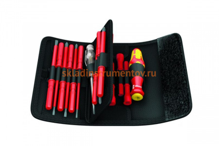 Набор отвёрток-насадок диэлектрических с рукояткой-держателем Wera, VDE, 18 предметов, WE-003471