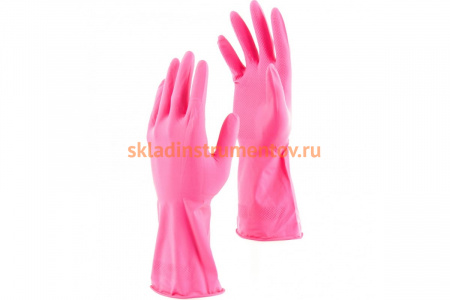 Хозяйственные латексные перчатки СИБРТЕХ, c хлопковым напылением, размер XL 67949