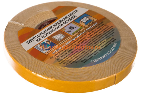 Монтажная клейкая лента на вспененной основе КУРС белая, 15мм х 10м 11784