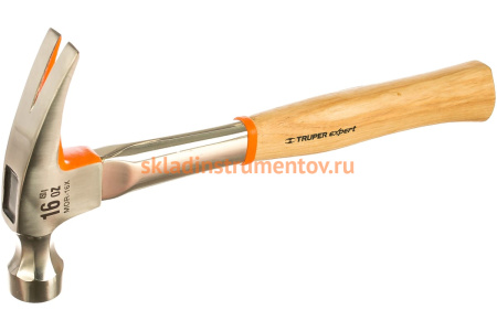 Молоток-гвоздодер Truper MOR-16X 16802 с полированным бойком, деревянная ручка