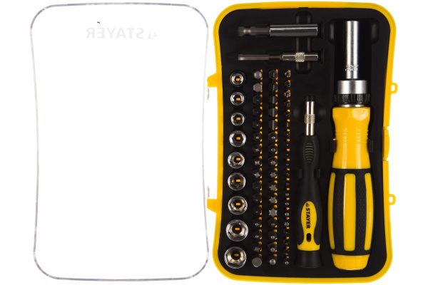 Набор насадок с реверсивной отверткой 65 предметов STAYER MASTER 25310-H65