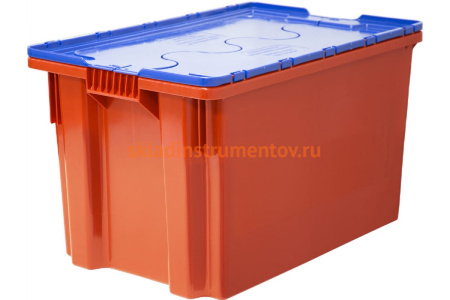Ящик Тара.ру п/э 600х400х350 сплошной, с синей крышкой, Safe PRO, красный 18662 Ящик Тара.ру п/э 600х400х350 сплошной, с синей крышкой, Safe PRO, красный 18662
