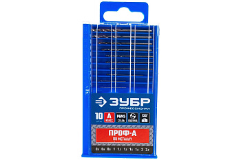 Набор сверл по металлу (10 шт; Р6М5; 0.5-2.2 мм) Зубр 29625-H10-P