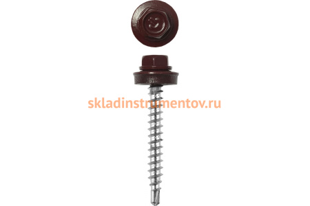 Саморезы Зубр для крепления кровельных материалов к деревянной обрешетке, цвет RAL 3005 темно-красный, оцинкованный, 4,8x65мм, 900шт 4-300310-48-065-3005