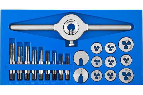 Набор метчиков и плашек "ПРОФЕССИОНАЛ" малых размеров: 31 предмет ЗУБР 28109-H31
