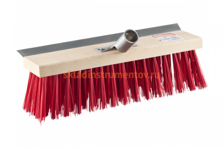 Уличная щетка без ручки Grinda EURO с мет скребком, буковая колодка, жесткая щетина, мет держатель для черенка, 30см 39195-30