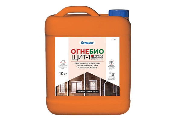Огнезащитная пропитка Оптимист Огнебиощит-1 С413 бесцветный, 10 л OPI020