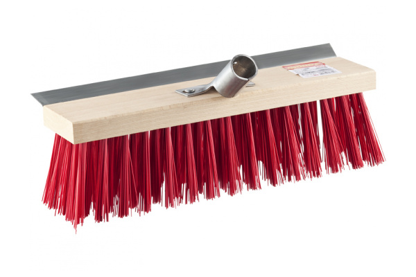 Уличная щетка без ручки Grinda EURO с мет скребком, буковая колодка, жесткая щетина, мет держатель для черенка, 30см 39195-30