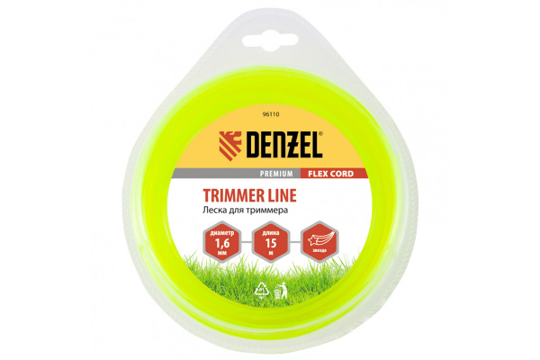 Леска для триммера звезда 1,6 мм х 15 м блистер FLEX CORD DENZEL 96110