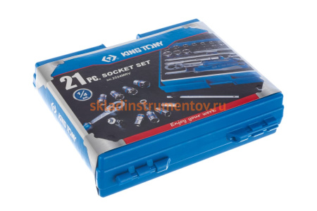 Набор шестигранных торцевых головок с принадлежностями KING TONY 1/4" 4-14 мм 21 предмет 2524MRV