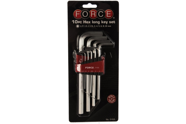 Набор средних Г-образных шестигранников 10 предметов FORCE 5102L