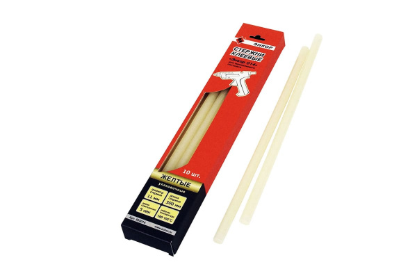 Стержни клеевые 11х300мм, 10шт, желтый Энкор 014 505014