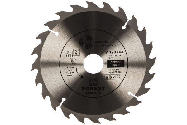 Диск пильный по дереву (190х30 мм; 24Т) TRIO-DIAMOND FLL811