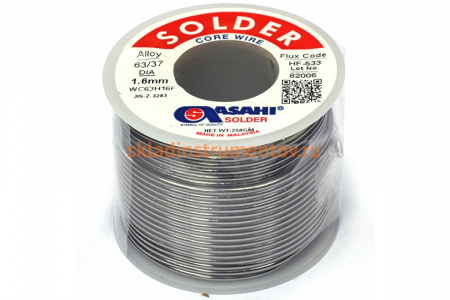 Припой (1.6 мм, 0.25 кг, Sn63/Pb37, HF533, флюс безотм. RMA) ASAHI 00-00001438