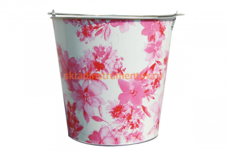 Оцинкованное ведро для непищевых продуктов на 5 литров Центроинструмент Цветы 1040-5-5