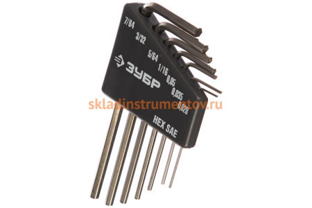 Набор ключей имбусовых Зубр "Эксперт" Мини для точных работ Cr-V HEX SAE 0,028" 0,035" 0,05" 1/16" 5/64" 3/32" 7/64" 7 шт. 27475-H7