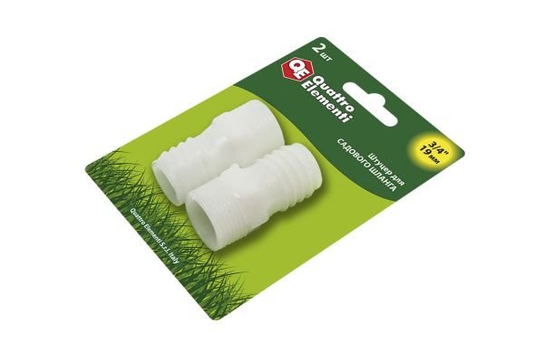 Штуцер для шланга 3/4" х 19 мм 2шт. QUATTRO ELEMENTI 771-886